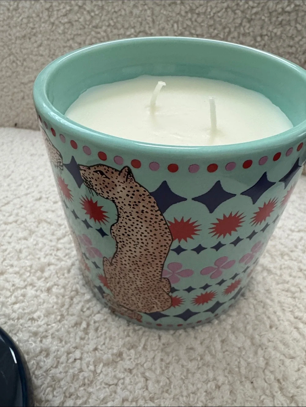 Anthropologie‎ Floral Jasmin Blossom Ceramic candle - Blue Leopard Maeve
